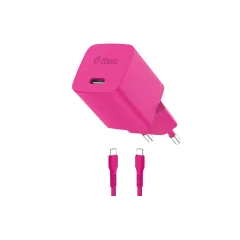 SmartCharger GAN 45W PD Ταχυφορτιστής Ταξιδιού USB-C - USB-C 3A με Καλώδιο,  Neon Ροζ - Φορτιστές Πρίζας στο ttec.gr
