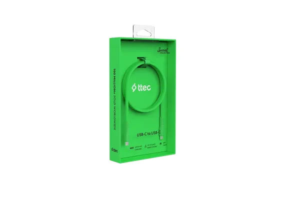 ttec Type-C -Type-C Καλώδιο Φόρτισης & Συγχρονισμού 60W  Neon Πράσινο - Φορτιστές & Καλώδια Φόρτισης στο ttec.gr