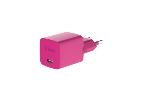 SmartCharger GAN 45W PD Ταχυφορτιστής Ταξιδιού USB-C - USB-C 3A με Καλώδιο,  Neon Ροζ - Φορτιστές Πρίζας στο ttec.gr