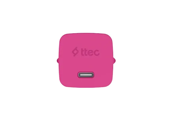 SmartCharger GAN 45W PD Ταχυφορτιστής Ταξιδιού USB-C - USB-C 3A με Καλώδιο,  Neon Ροζ - Φορτιστές Πρίζας στο ttec.gr