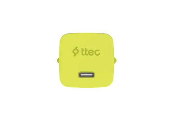 SmartCharger GAN 45W PD Ταχυφορτιστής Ταξιδιού USB-C - USB-C 3A με Καλώδιο,  Neon Κίτρινο - Φορτιστές Πρίζας στο ttec.gr